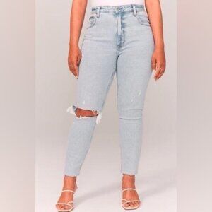 Abercrombie and Fitch High Rise Skinny Jeans Light Wash Distressed Women's 20L
